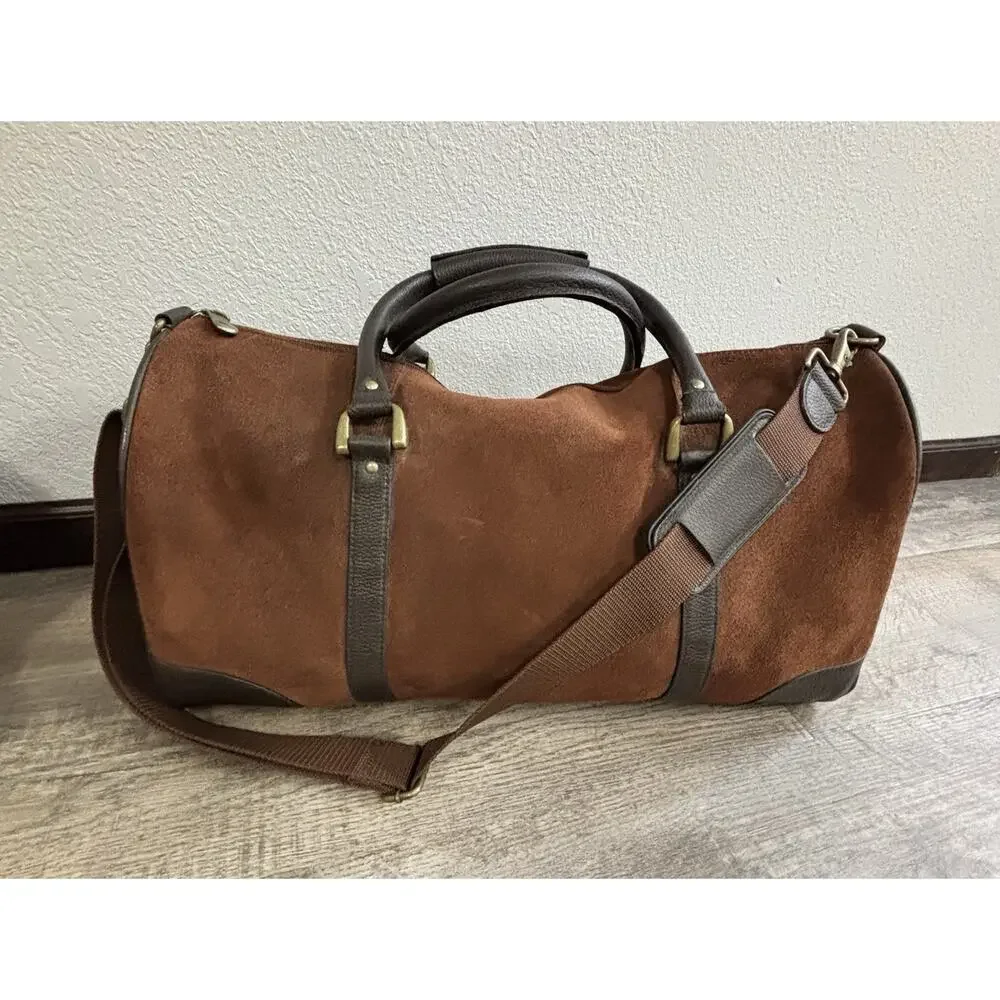 Vintage Marlboro 2003 Guts Grit Gear Brown Suede Leather Duffle Travel Bag RARE